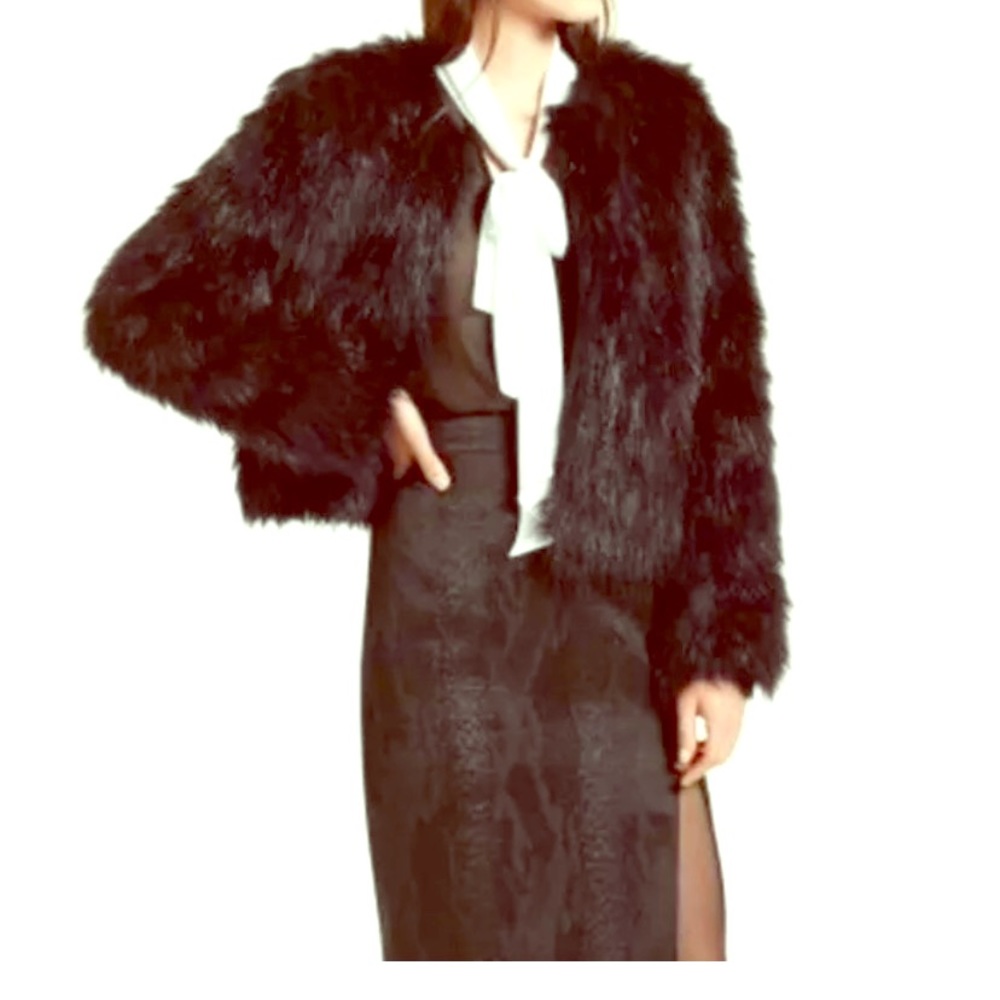 🎉HP🎉Altuzarra faux fur black jacket Blogger Fave - Picture 2 of 4